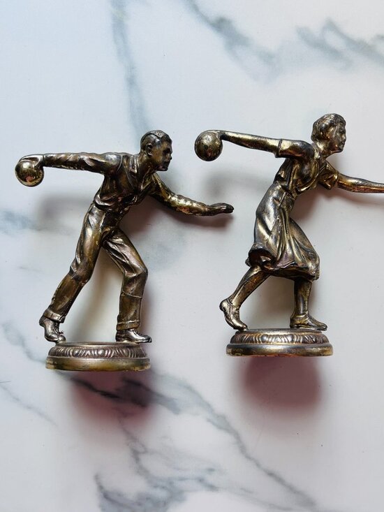 Other - Vintage Mid-century (or earlier) Male / Female Bowling Trophy Set